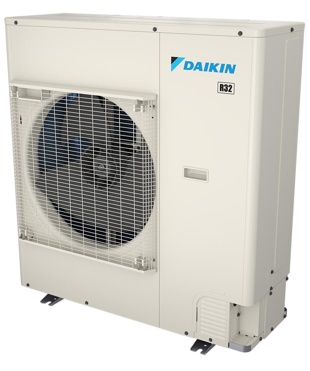 Daikin Fit side discharge heat pump equipment for tight-lot HVAC placement