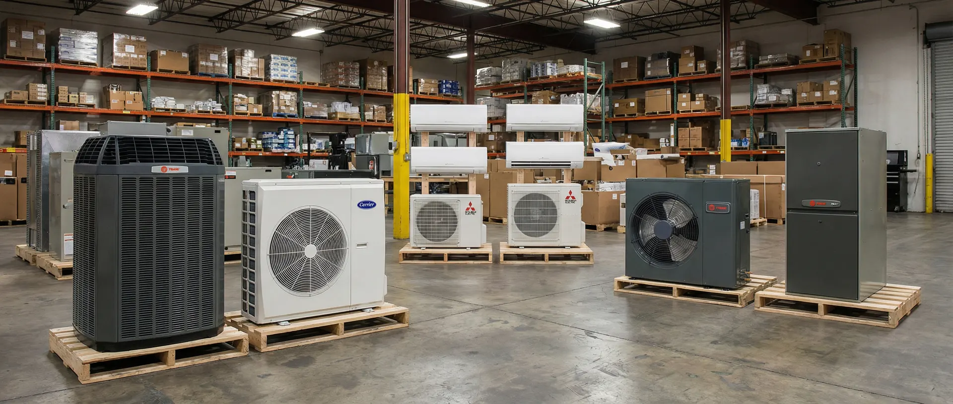 HVAC technician servicing premium indoor air handler equipment in a clean mechanical closet